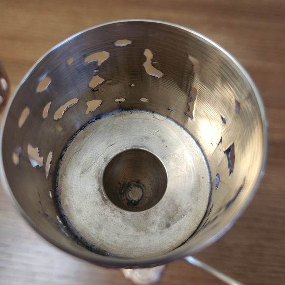 Vintage MCM Brass Floral 3 Arm Candle Holder Candelabra - Picture 8 of 11